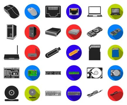 Personal computer black,flat icons in set collection for design. Equipment and Stock Illustration