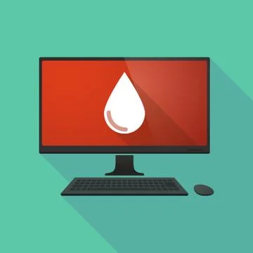 Personal computer with a blood drop Stock Illustration