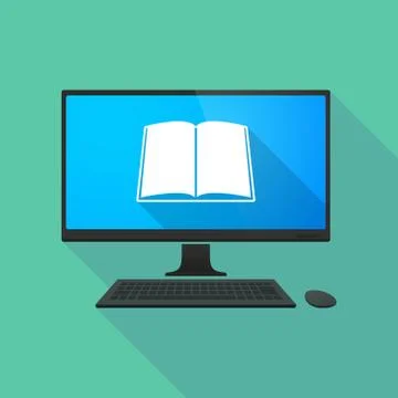 Personal computer with a book Stock Illustration