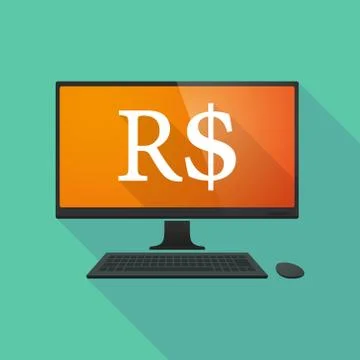 Personal computer with a brazillian real currency sign Stock Illustration