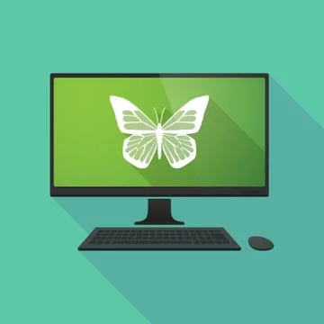 Personal computer with a butterfly Stock Illustration