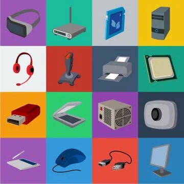 Personal computer cartoon icons in set collection for design. Equipment and Illustrazione stock
