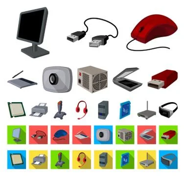 Personal computer cartoon,flat icons in set collection for design. Equipment and Illustrazione stock