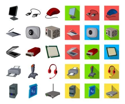 Personal computer cartoon,flat icons in set collection for design. Equipment and Stock Illustration