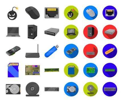 Personal computer cartoon,flat icons in set collection for design. Equipment and Illustrazione stock