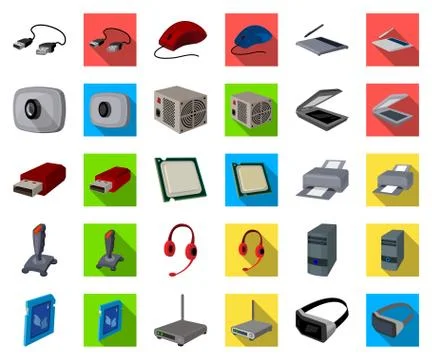 Personal computer cartoon,flat icons in set collection for design. Equipment and Stock Illustration