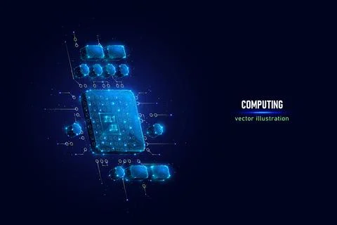 Personal computer central processing unit low poly vector illustration Stock Illustration