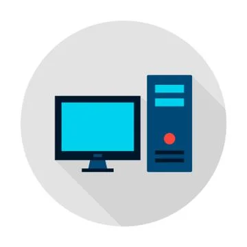 Personal Computer Circle Icon Stock Illustration