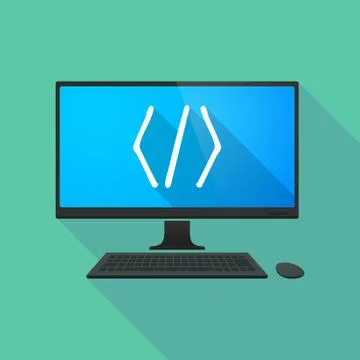 Personal computer with a code sign Stock Illustration