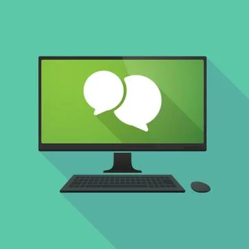 Personal computer with a comic balloon Stock Illustration