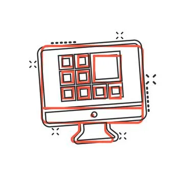 Personal computer in comic style. Desktop pc cartoon vector illustration on i Illustrazione stock