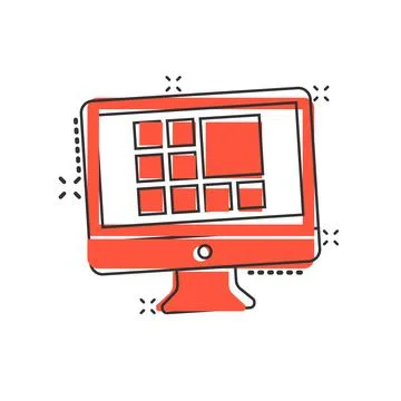 Personal computer in comic style. Desktop pc cartoon vector illustration on i Illustrazione stock