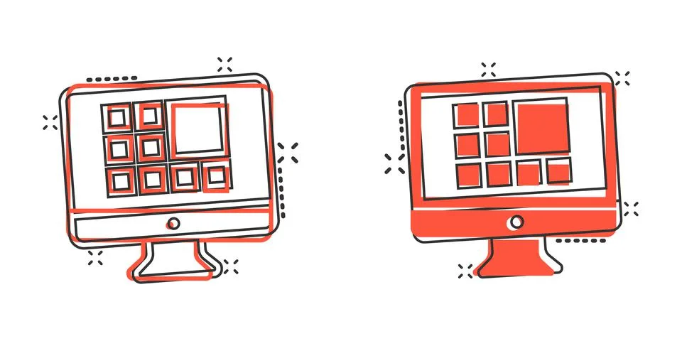 Personal computer in comic style. Desktop pc cartoon vector illustration on i Stock Illustration