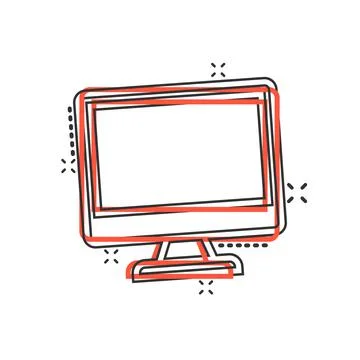 Personal computer in comic style. Desktop pc cartoon vector illustration on i Stockillustratie