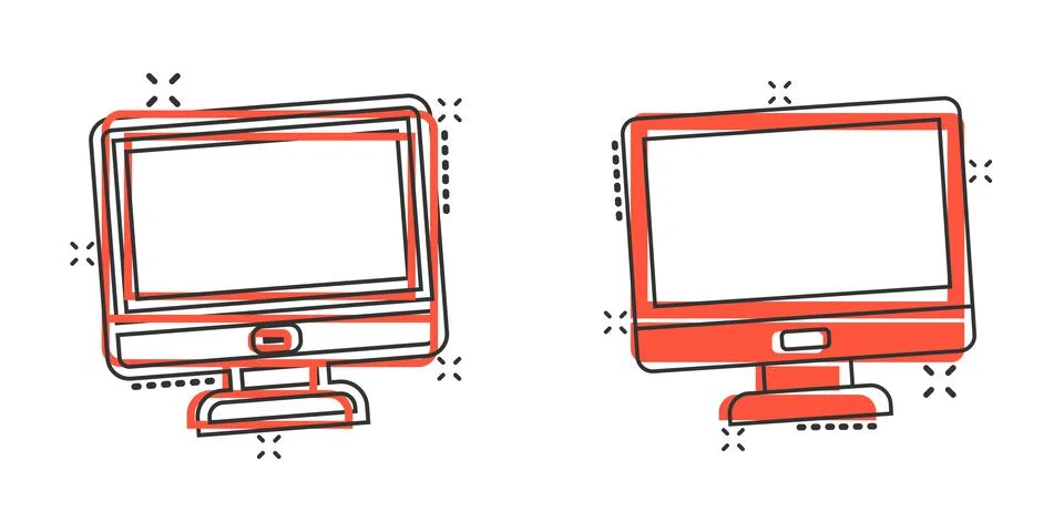 Personal computer in comic style. Desktop pc cartoon vector illustration on i Stockillustratie