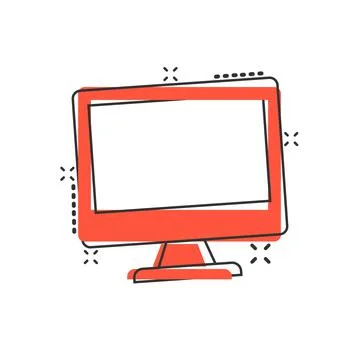 Personal computer in comic style. Desktop pc cartoon vector illustration on i Stockillustratie