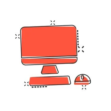 Personal computer in comic style. Desktop pc cartoon vector illustration on.. Stockillustratie