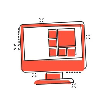 Personal computer in comic style. Desktop pc cartoon vector illustration on.. Stockillustratie