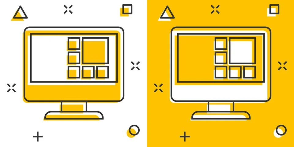 Personal computer in comic style. Desktop pc cartoon vector illustration on.. Stockillustratie