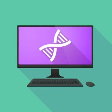 Personal computer with a DNA sign Stock Illustration