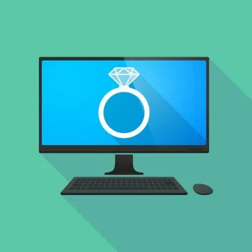Personal computer with an engagement ring Stock Illustration
