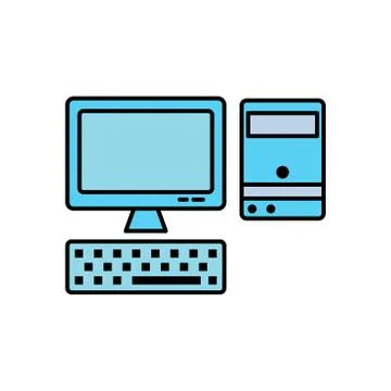 Personal computer, flat icon. Design vector illustration Stock Illustration
