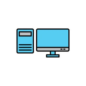 Personal computer, flat icon set. Design vector illustration Stock Illustration