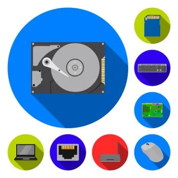 Personal computer flat icons in set collection for design. Equipment and Illustrazione stock