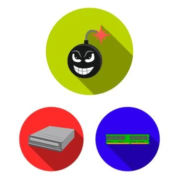 Personal computer flat icons in set collection for design. Equipment and 스톡 일러스트
