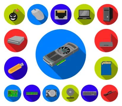 Personal computer flat icons in set collection for design. Equipment and Illustrazione stock