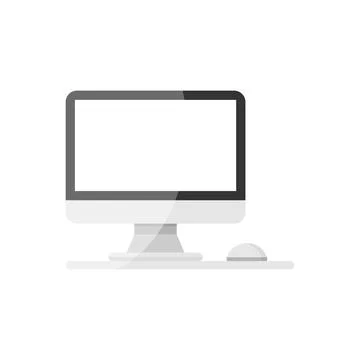 Personal computer in flat style. Desktop pc vector illustration on isolated b Stock Illustration