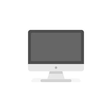 Personal computer in flat style. Desktop pc vector illustration on isolated b Stock Illustration