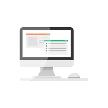 Personal computer in flat style. Desktop pc vector illustration on isolated b Illustrazione stock