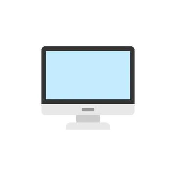 Personal computer in flat style. Desktop pc vector illustration on isolated b Stock Illustration