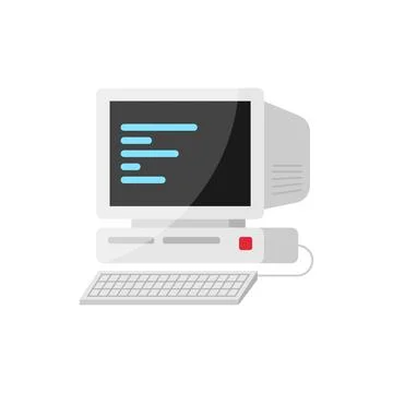 Personal computer in flat style. Desktop pc vector illustration on isolated b Stock Illustration