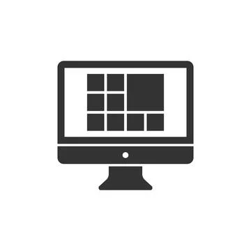 Personal computer in flat style. Desktop pc vector illustration on isolated b Stock Illustration