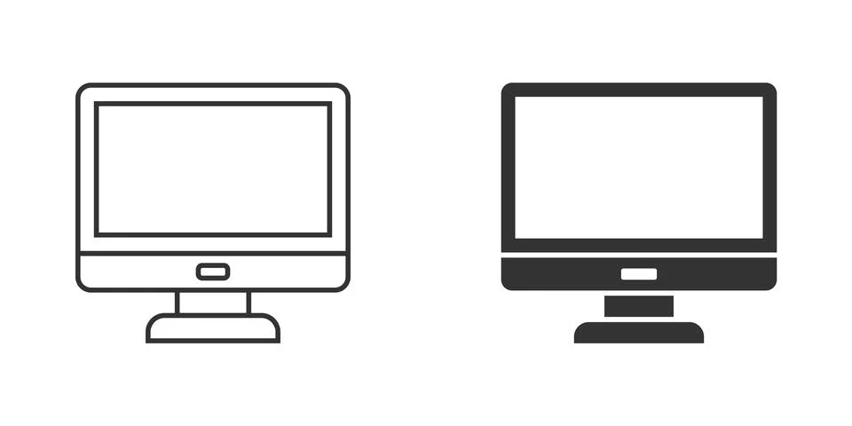 Personal computer in flat style. Desktop pc vector illustration on isolated b Stock Illustration