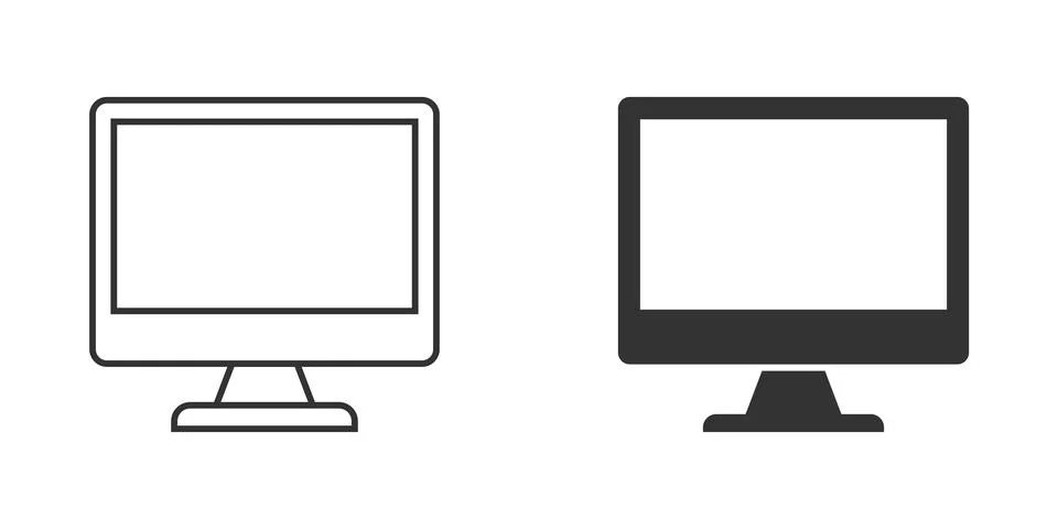 Personal computer in flat style. Desktop pc vector illustration on isolated b Illustrazione stock