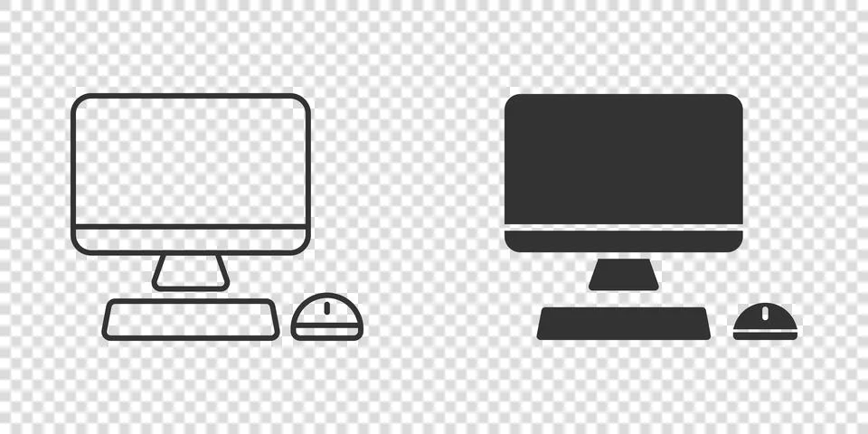 Personal computer in flat style. Desktop pc vector illustration on isolated b Stock Illustration
