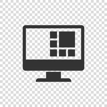 Personal computer in flat style. Desktop pc vector illustration on isolated b Stock Illustration