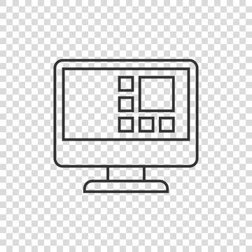 Personal computer in flat style. Desktop pc vector illustration on isolated b Stock Illustration