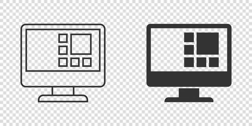 Personal computer in flat style. Desktop pc vector illustration on isolated b Stock Illustration
