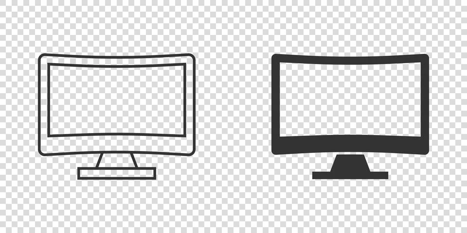 Personal computer in flat style. Desktop pc vector illustration on isolated b Stock Illustration