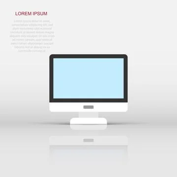 Personal computer in flat style. Desktop pc vector illustration on isolated.. Stock Illustration