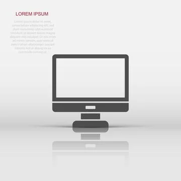 Personal computer in flat style. Desktop pc vector illustration on isolated.. Stock Illustration