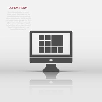 Personal computer in flat style. Desktop pc vector illustration on isolated.. Stock Illustration