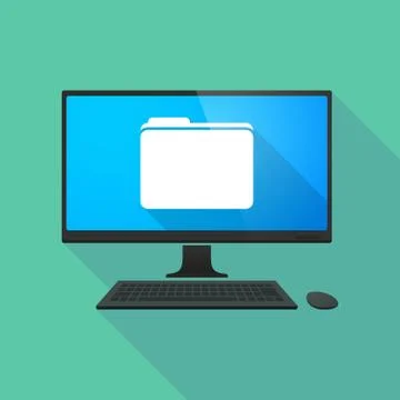 Personal computer with a folder Illustrazione stock