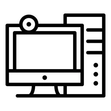 Personal computer icon, outline style Stock Illustration