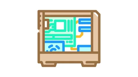 Personal computer industry 3 color icon animation Stock Footage 327259473