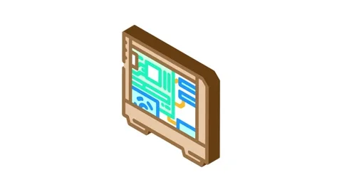 Personal computer industry 3 isometric icon animation Stock Footage 327280347